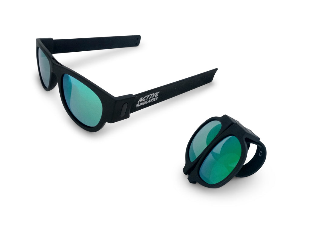Active Sunglasses - Black - Green Forest Mirror
